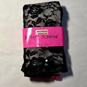Betsey Johnson Black Floral Lace Leggings NEW Discontinued Made USA M/L